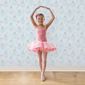 Galerie Just 4 Kids 2 Blue Ballerinas Smooth Wallpaper