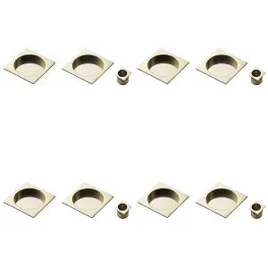 4 PACK - 30mm Sliding Door Rose & 2x 53mm Square Flush Finger Pulls - Satin Nickel