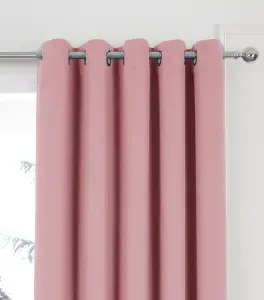 Home Curtains Woven Blockout 90w x 90d" (229x229cm) Soft Pink Eyelet Curtains (PAIR)