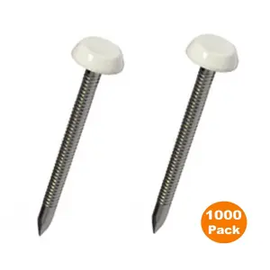 1000 x White UPVC 30mm Poly Top Pins Plastic Headed Fascia Fixings