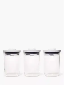 OXO POP Round Kitchen Storage Jars, Set Of 3, 500Ml, Clear/White