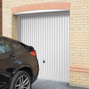 Regency Standard size Vertically ribbed White Up & over Unglazed Garage door, (H)2134mm (W)2286mm