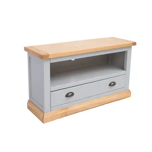 Bomporto Light Grey 1 Drawer TV Cabinet Brass Cup Handle