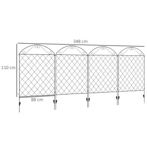 Outsunny 4PCs Decorative Garden Fencing 43in x 11.5ft Metal Border Edging