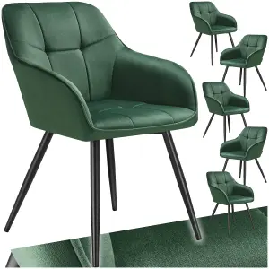 Dining Chair Marilyn - velvet look, quilted pattern - dark green / black