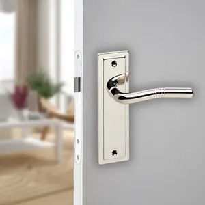 URBNLIVING 158mm Length 8 Pcs Nevada Metal & Polished Nickel Plain Lever Latch Door Handle Set