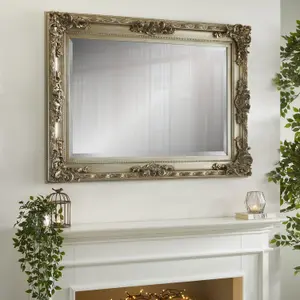 Wall Mirror Carved Louis Rectangular Shape with Champagne Frame- H110cm x W 80cm x D 6.5cm for Hanging It Over your Mantlepiece