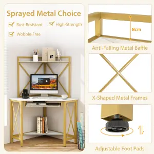 Costway Corner Writing Desk Home Office Space-Saving Computer Desk with Keyboard Tray