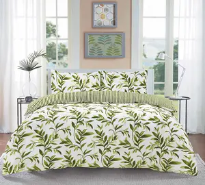 Luxury Ellie Leaf Printed Floral Reversible Floral Printed Easy Care Duvet Cover Set