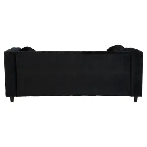 Interiors by Premier Farah Three Seater Black Velvet Sofa