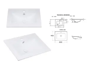 Bathroom Vanity Sink Unit Basin 600mm Modern Wall Hung Cabinet Ribbed Green Cara