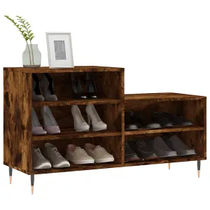 Berkfield Shoe Cabinet Smoked Oak 102x36x60 cm Engineered Wood