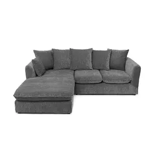 Lucas Water Repellent Velvet Chenille Left Facing Corner Sofa in Graphite