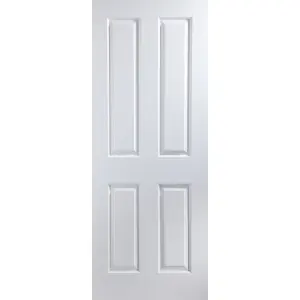 Jeld-Wen 4 panel Solid core Unglazed Contemporary White Internal Door, (H)1981mm (W)762mm (T)35mm