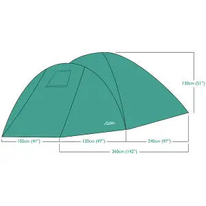 Andes 4 Person Easy Pitch Tent - GREEN