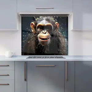 Realistic Monkey Face Splashart Premium Glass Kitchen Splashback W600mm x H650mm