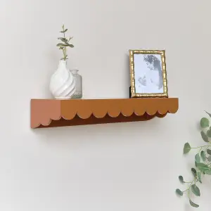 Melody Maison Rust Scalloped Wall Storage Shelf - 61cm