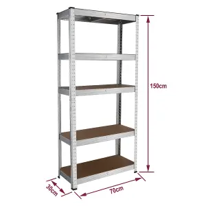 5 Shelf Steel & MDF Galvanised Heavy Duty Garage Shelving Unit (H) 1500mm x (W) 700mm