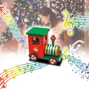 Home Festive Wooden Musical Christmas Train Music Box