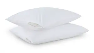 Pair of Pillow Protectors Zipped 100% Cotton Pillow Cover Anti-Allergenic White Pillow Protectors