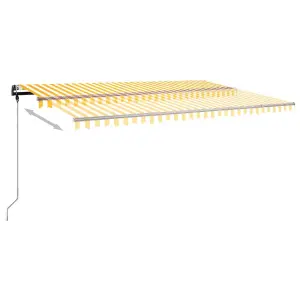 Berkfield Manual Retractable Awning with LED 500x300 cm Yellow and White