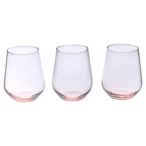 Queensway Home & Dining 425ml 6 Pcs Pink Coloured Tumbler Short Cocktails Juice Glasses