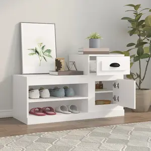 Berkfield Shoe Cabinet White 100x42x60 cm Engineered Wood