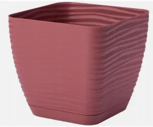 Plant Pot Flowerpot Square Plastic Modern Decorative Small Medium Large Marsala 15 cm