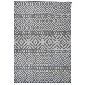 Berkfield Outdoor Flatweave Rug 140x200 cm Blue Stripes