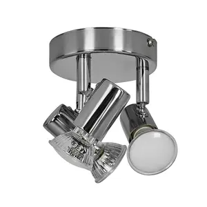 ValueLights Consul 3 Way Chrome Ceiling Bar Spotlight and GU10 Spotlight LED 3W Warm White 3000K Bulbs