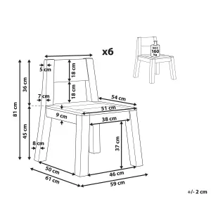 Set of 6 Garden Chairs LIVORNO Acacia Wood Light Wood