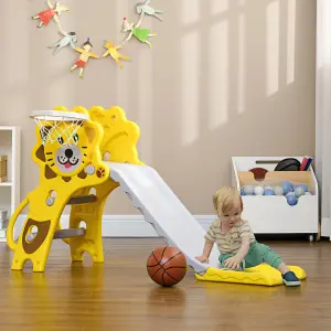 AIYAPLAY 3 in 1 Kids Slide for Indoor Use with Basketball Hoop for 18-36 Months