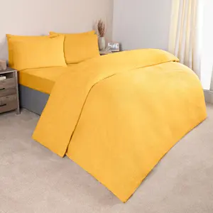 Brentfords Teddy Duvet Cover with Pillow Case Bedding Set, Yellow - Double