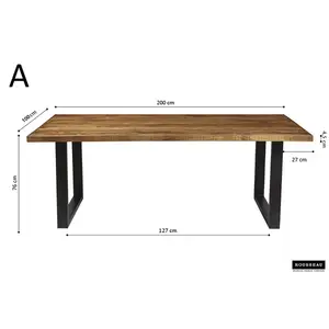 Rectangular Dining Table Mango Natural  / 76 H x 200 L x 100 W cm