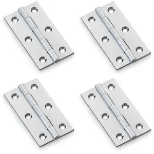 4 PACK - PAIR Solid Brass Cabinet Butt Hinge - 64mm - Satin Chrome Premium Cupboard