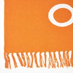 Homescapes Keep Calm And Carry On Orange White Rug Hand Woven Base, 60 x 100 cm