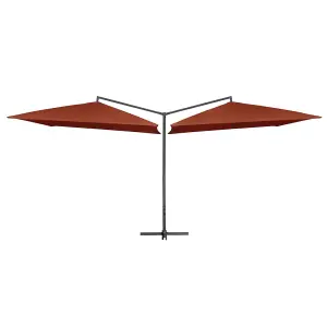 Berkfield Double Parasol with Steel Pole 250x250 cm Bordeaux Terracotta