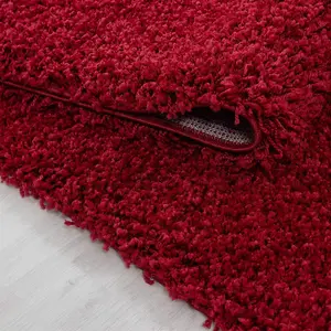 Abaseen 120x170 cm Red Shaggy Rug - Soft Touch Thick Pile Modern Rugs - Washable Area Rugs for Home and Office