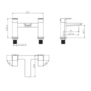 Zoia Chrome Basin & Bath Filler Tap Package Inc Basin & Bath Waste