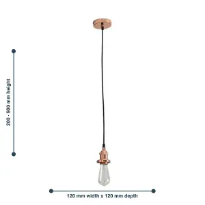 First Choice Lighting Set of 2 Flex Suspension Polished Copper Pendant Kits with Black Fabric Cable