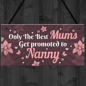 Red Ocean Mum Promoted To Nanny Hanging Plaque Gift For Mum Nanny Mothers Day Gifts Mummy Nanny To Be Gifts