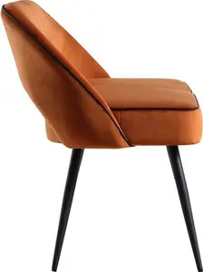 Oakley Orange Velvet Upholstered 3 Seater Dining Bench With Contrast Piping - Dining Room Chairs - Dining Table Chairs - Daals - Dining Chairs