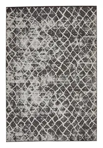 Modern Geometric Easy to Clean Grey Contemporary Rug for Bedroom Living Room & Dining Room-120cm X 170cm