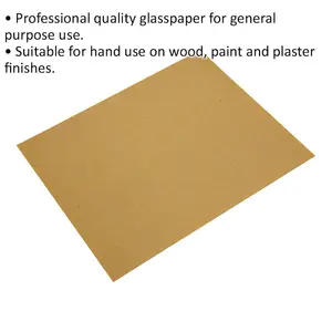 5 Pack Fine Glasspaper - 280x230mm for Wood, Paint & Plaster Finishes