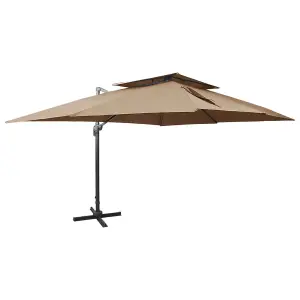 Berkfield Cantilever Umbrella with Double Top Taupe 400x300 cm