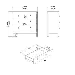 Barcelona Chest 3 drawers in White