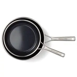 KitchenAid Multi-Ply Stainless Steel Ceramic Non-Stick 24cm & 28cm Frying Pan Set