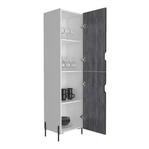 Dallas tall storage cabinet, white & carbon grey oak effect