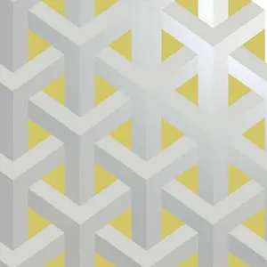 Holden Decor Glistening Trident Geo Grey / Yellow 3D Geometric Smooth Wallpaper