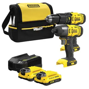 Stanley FatMax 18V Li-ion Cordless Combi drill & impact driver (2 x 2Ah) - SFMCK465D2S-GB